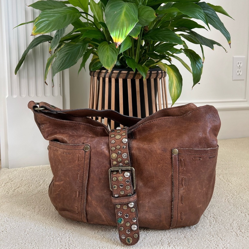 USED Patricia Nash Studded Tan Leather Bag